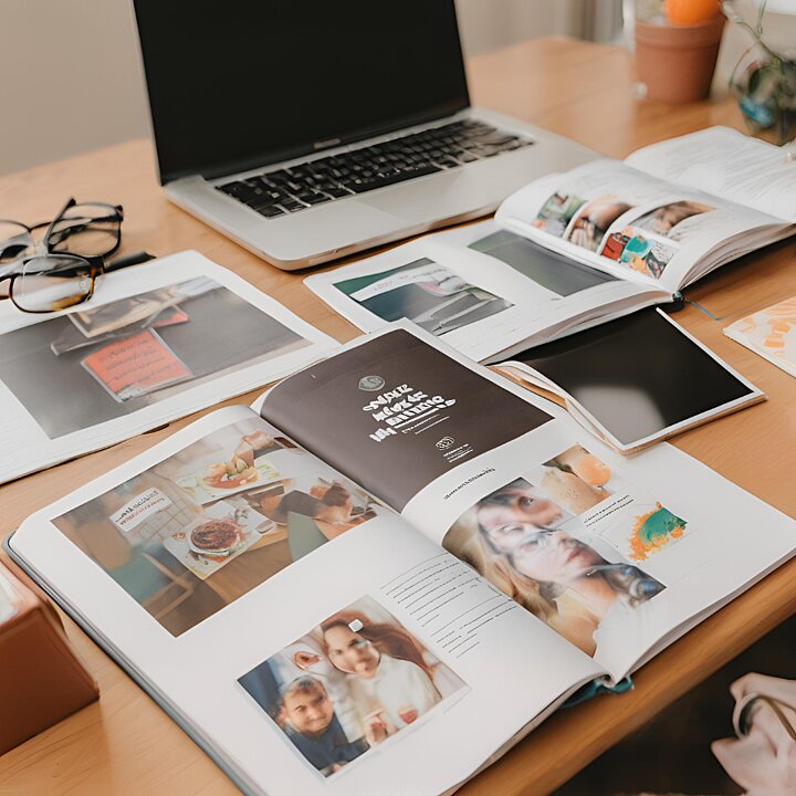 Zdjęcie otwartych czasopism leżących na stole