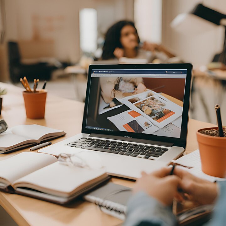 Zdjęcie otwartego laptopa leżącego na stole
