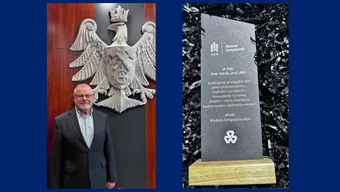 kolaż zdjęć przedstawiający podziękowania dla dr hab. Piotra Górskiego, prof. AGH
