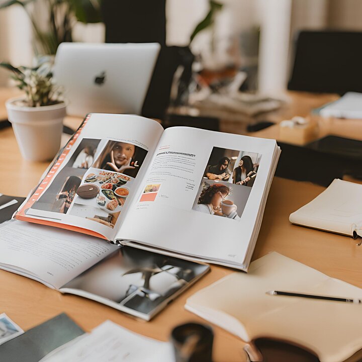 Zdjęcie otwartej książki na stole