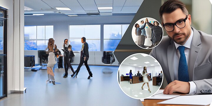 Futurystyczne zdjęcie menedżera w biurze