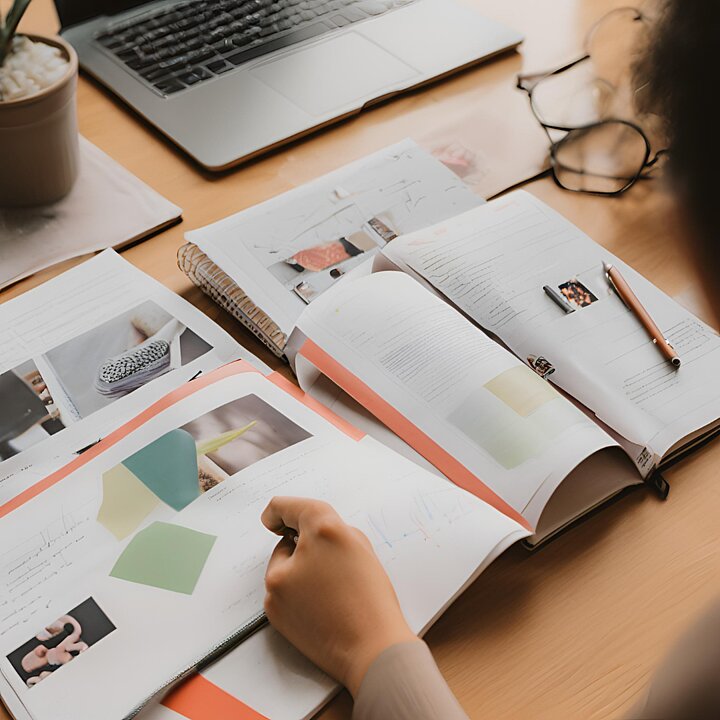 Zdjęcie otwartych czasopism leżących na stole